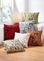 Kissenbezug mit h&uuml;bschem Bl&auml;ttermotiv WEISS-GOLD