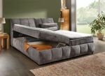 Boxspringbett mit Stauraum im Kopfteil und Bettkasten 