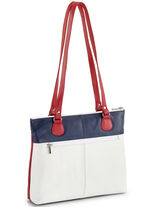 Laurina Tasche aus Vollrind-Nappaleder WEISS-ROT-BLAU