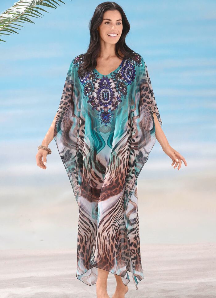 Laurina Kaftan mit Schmucksteinchen 