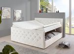 Boxspringbett mit Strasssteinen und Topper CREME