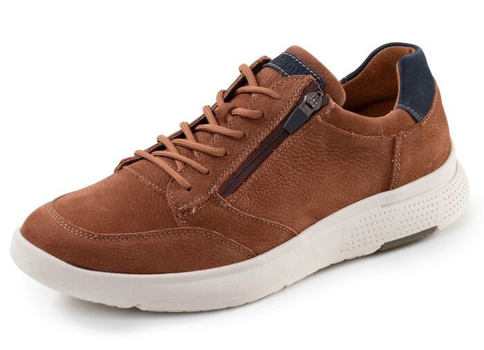 Waldl&auml;ufer, bequeme Herren-Sneaker, Weite H, mit herausnehmbarem Fu&szlig;bett COGNAC-MARINE