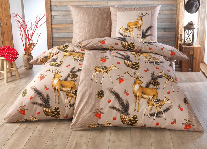 Biber Bettw&auml;sche-Garnitur von Dobnig BRAUN