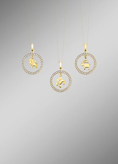 Sternzeichen-Anh&auml;nger aus Gold mit Zirkonia 