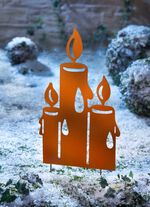 Gartenstecker Kerzen aus Metall in Rost-Optik 