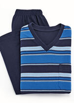 Zweierpack Schlafanz&uuml;ge mit V-Ausschnitt und Brusttasche 