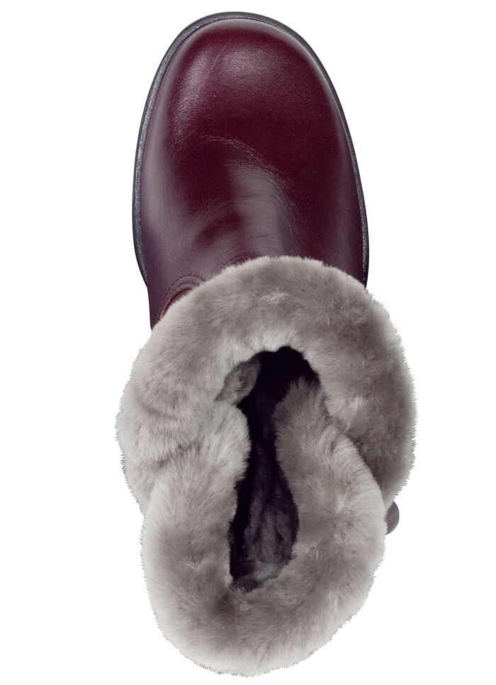 ELENA EDEN, gefütterte Damen-Stiefeletten, Winterschuhe, Weite H, mit Lammfell  BORDEAUX