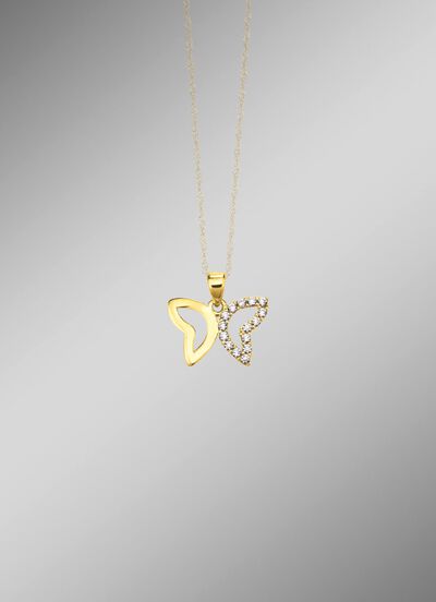 Filigraner Schmetterlings-Anh&auml;nger mit synth. Zirkonia 