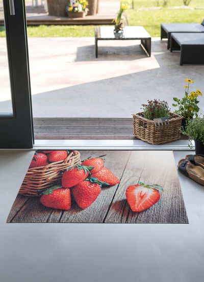 Fu&szlig;matte mit Erdbeermotiv 