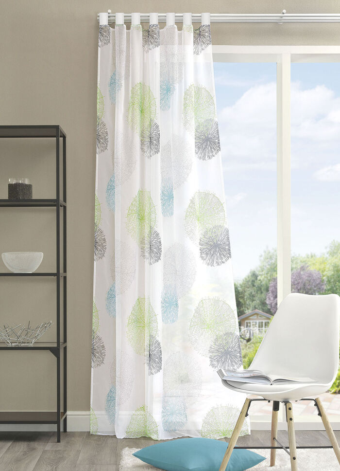 Übergardine mit Schlaufen oder Universalschienenband GRÜN-PETROL