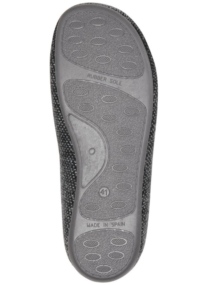 Pantoffel aus dezent gemustertem Textilmaterial 