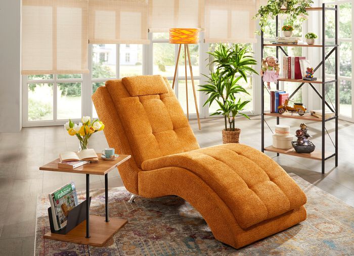 Relaxliege mit Kopfkissen und Knopfsteppung 