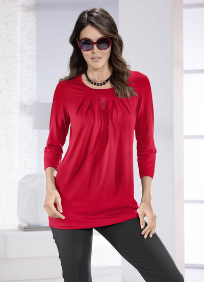 Longshirt mit dezenter Faltenlegung in 2 Farben 