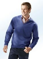 Pullover in 4 Farben mit V-Ausschnitt JEANSBLAU MELIERT