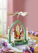 Holz-Tischpyramide aus dem Erzgebirge NATUR-GR&Uuml;N