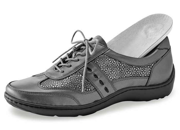 Waldl&auml;ufer, bequeme Damen-Schn&uuml;rschuhe, Weite H, mit herausnehmbarem Fu&szlig;bett ALTSILBER