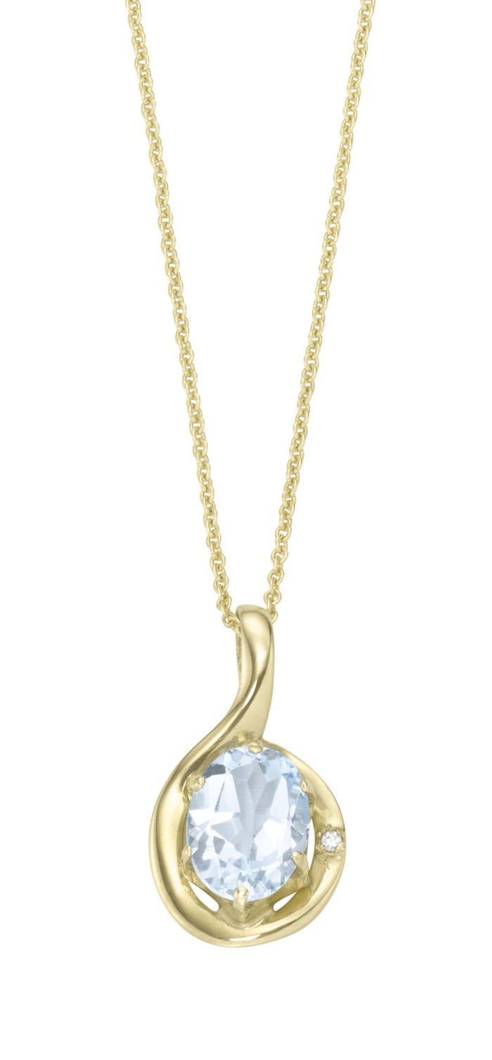 Schicker Anh&auml;nger mit echt Aquamarin und Erbskette 