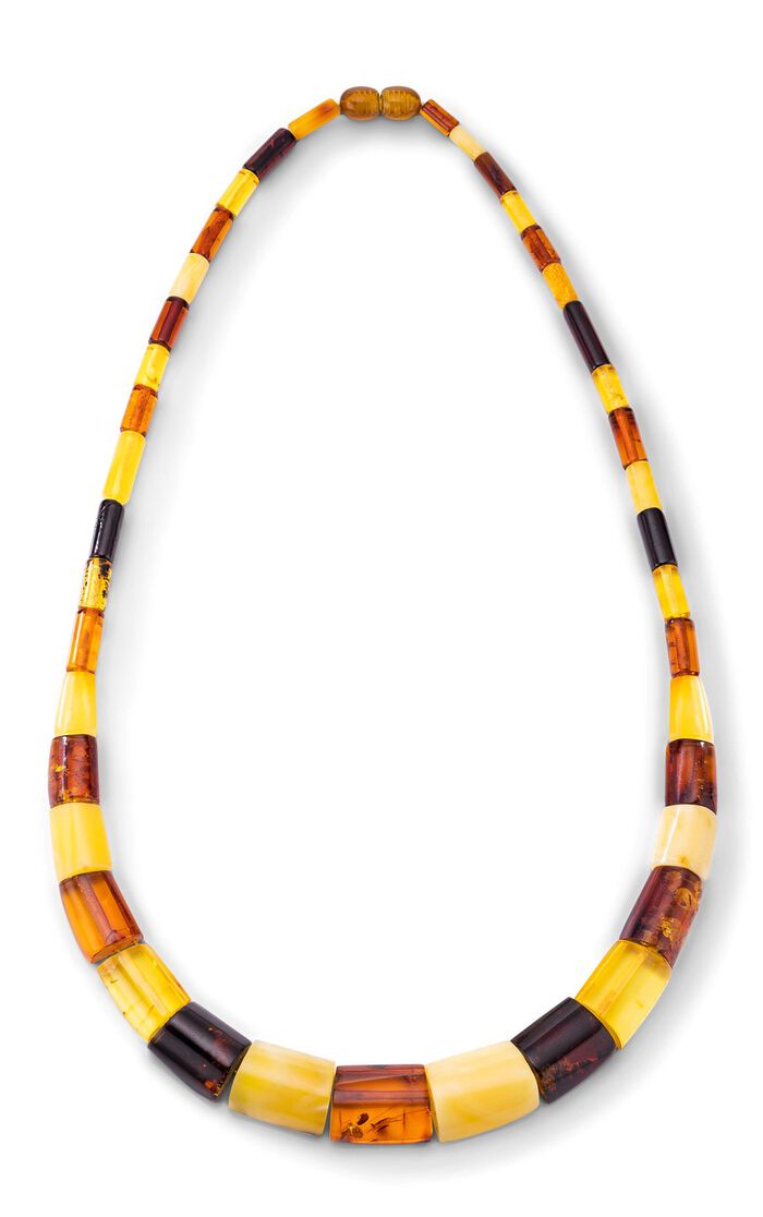 Halskette mit echt Bernstein im Verlauf 