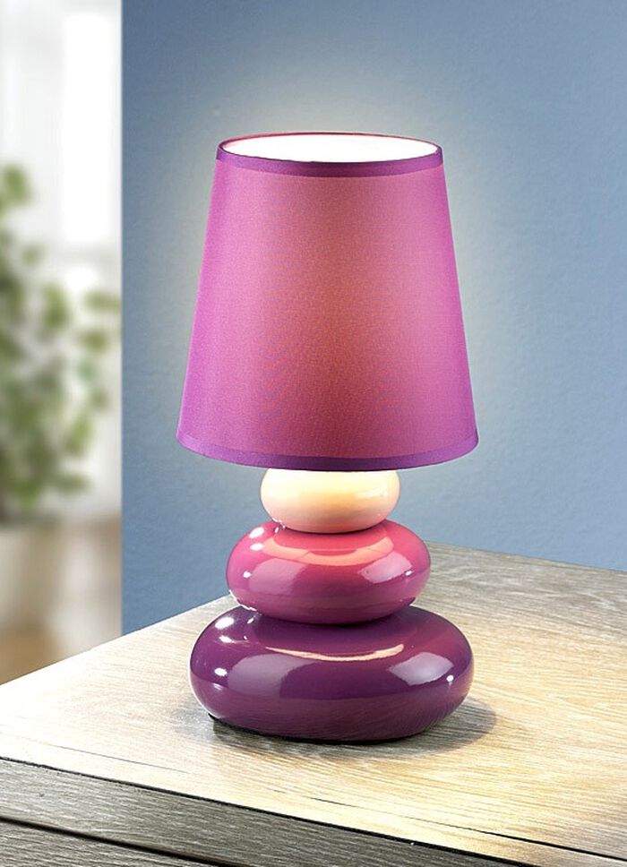 Tischleuchte mit lackiertem Fu&szlig; LILA