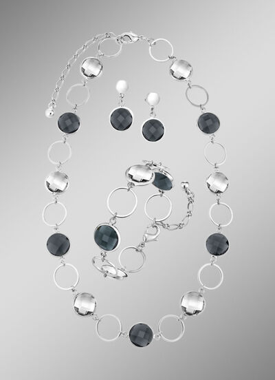 Schmuckset, 3-teilig, mit Kristallsteinen 