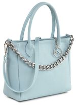 Laurina Tasche aus genarbtem Kalb-Nappaleder mit Zierkette HELLBLAU