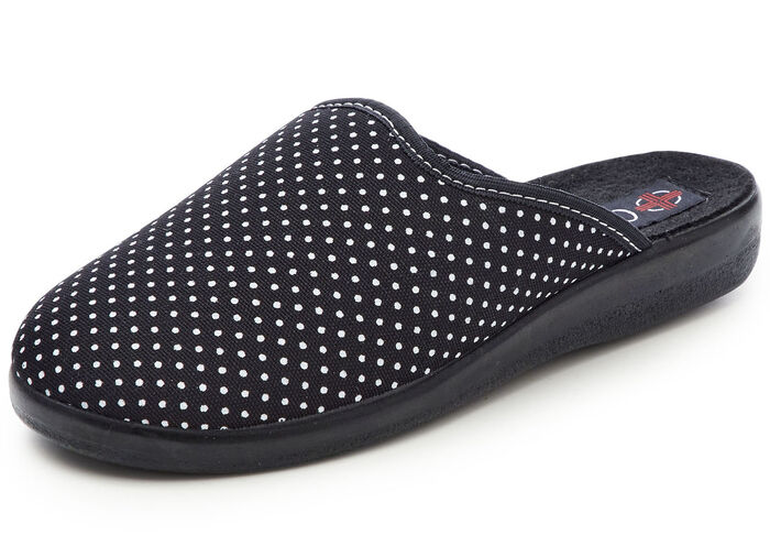 Zweierpack Pantoffeln aus gepunktetem Textilmaterial 1x BORDEAUX 1x SCHWARZ