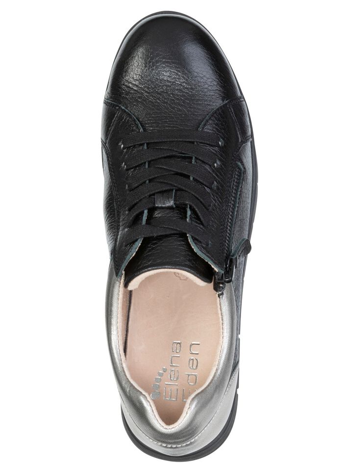 ELENA EDEN, bequeme Damen-Sneaker, Weite G, mit herausnehmbarem Fu&szlig;bett SCHWARZ-SILBER