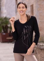 Shirt mit 3/4-langen &Auml;rmeln SCHWARZ