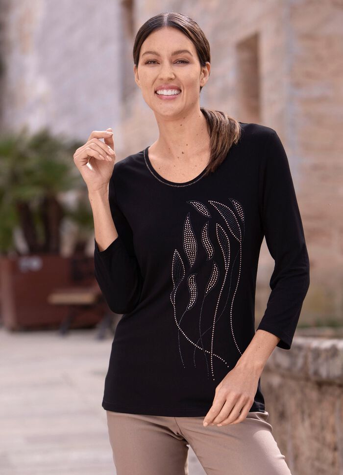 Shirt mit 3/4-langen &Auml;rmeln SCHWARZ