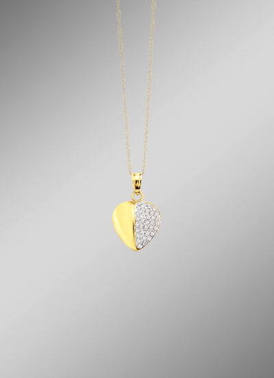 Herz-Anh&auml;nger in Bicolor mit Kristallen 