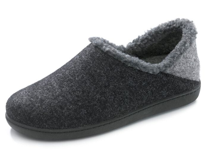 Wollfilz-Hausschuh mit herausnehmbarem Fu&szlig;bett GRAU