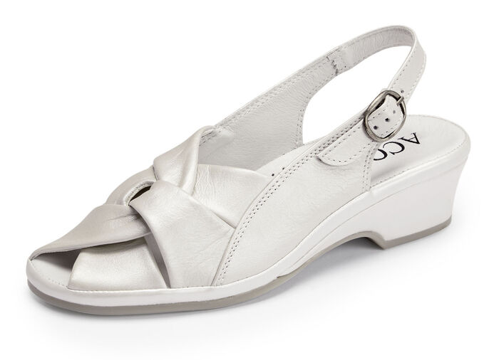 ELENA EDEN, elegante Damen-Sandalen, Weite G, aus Leder PERLWEISS