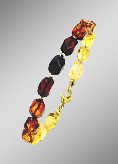 Edles Armband mit Bernstein und H&auml;matit 