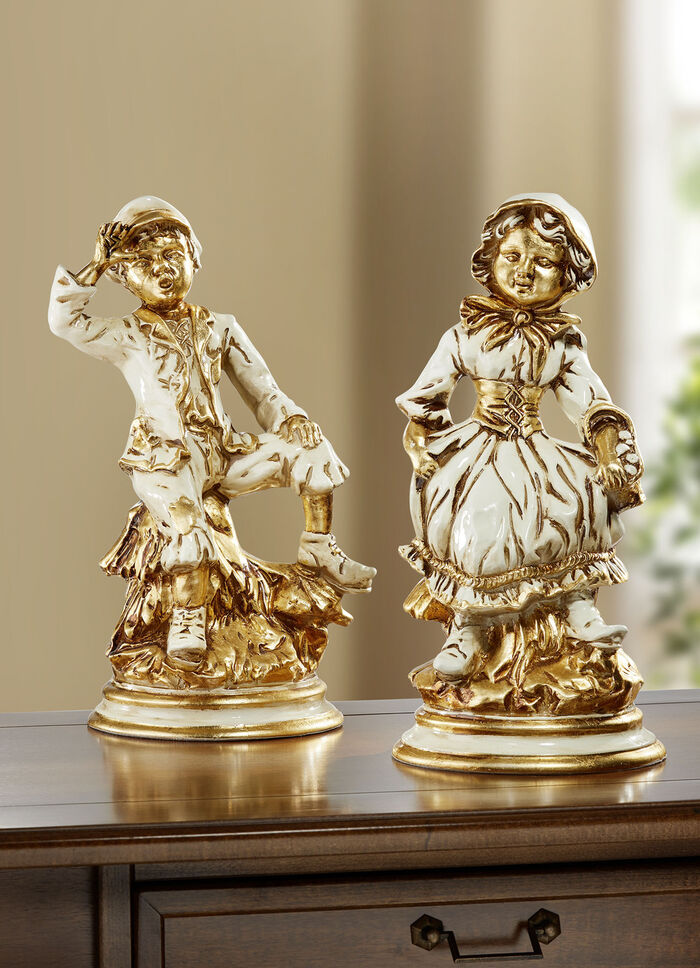 Handbemalte Deko-Figur WEISS-GOLD