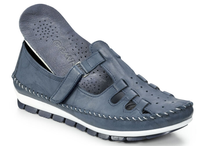 Gemini, klassische Damen-Slipper, Weite G, mit herausnehmbarem Fußbett MARINE