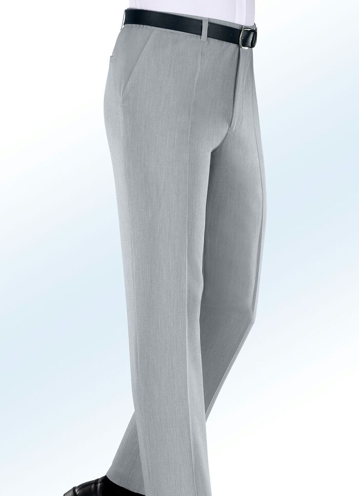 "Klaus Modelle"-Hose mit Dehnbundeins&auml;tzen in 2 Farben HELLGRAU MELIERT