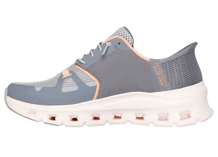 SKECHERS Sneaker mit geformter Slip-Ins Fersenplatte GRAU-ORANGE