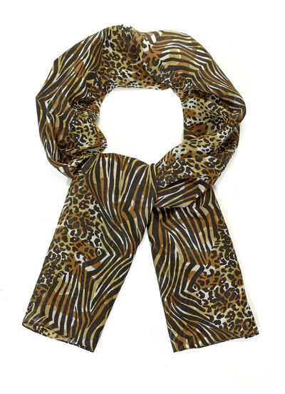Schal mit Raubtierfell- und Zebradessin 