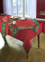 Traditionelle Tisch- und Raumdekoration mit Ilexzweig-Motiven ROT-GRÜN-GOLD