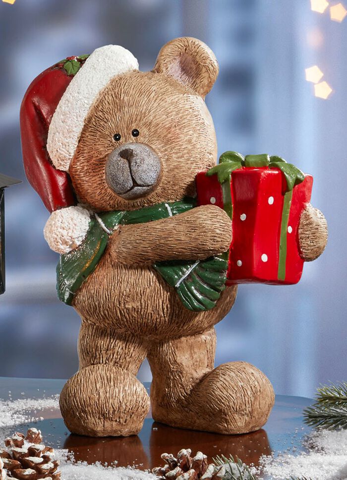 Bemalter B&auml;r aus Magnesia BRAUN-ROT