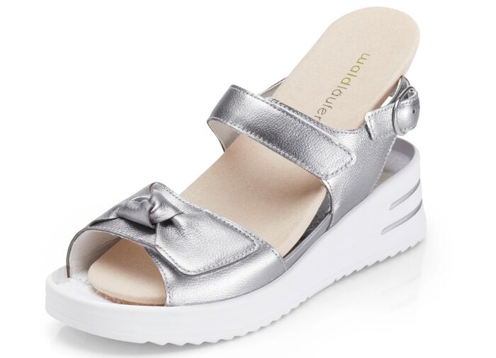 Waldl&auml;ufer Sandale mit zwei praktischen Klettspangen ALTSILBER