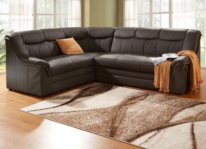 Polsterecke mit Bezug aus echtem Leder BRAUN