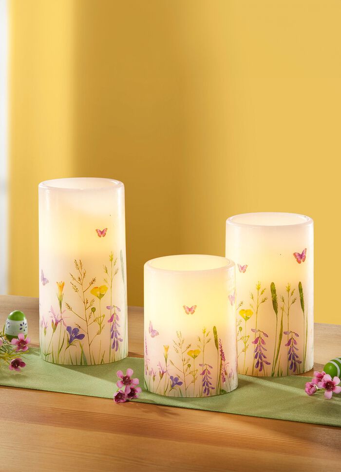 LED-Echtwachskerzen, 3er-Set, mit Fernbedienung 