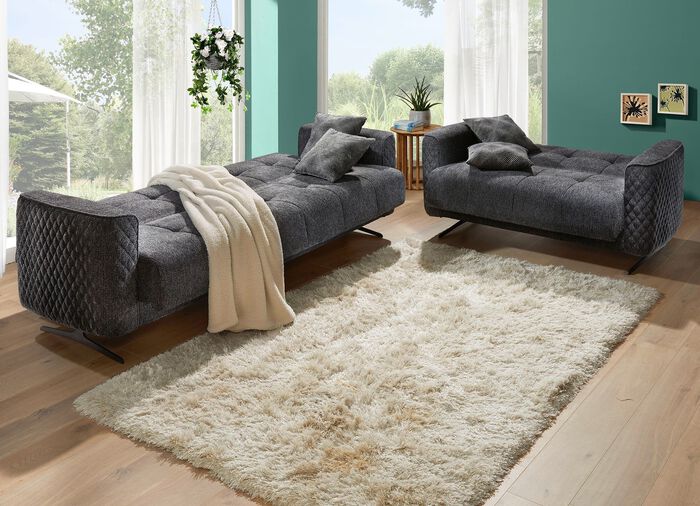 Polsterm&ouml;bel mit Bettfunktion und Dekokissen ANTHRAZIT