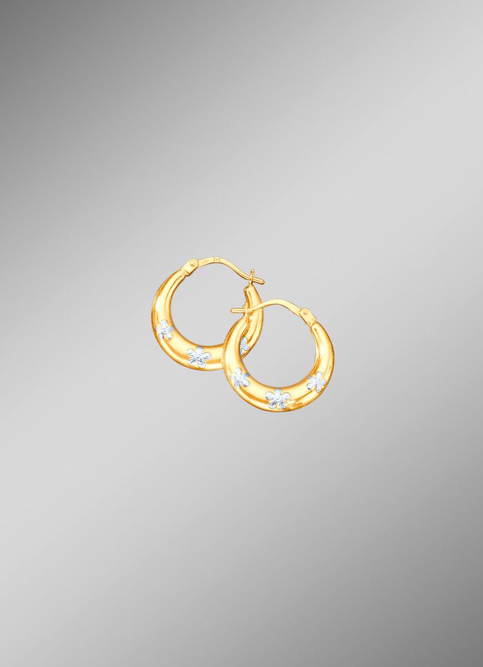 Creolen mit Wei&szlig;goldbl&uuml;ten 