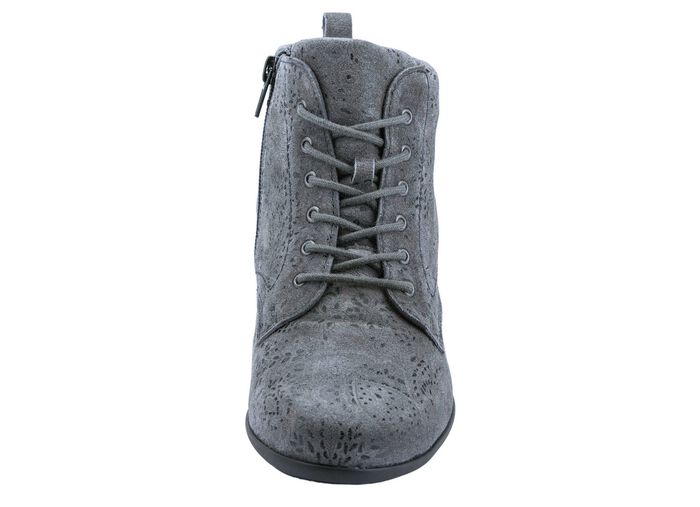 Waldläufer Schnür-Stiefelette mit floraler Prägung GRAU