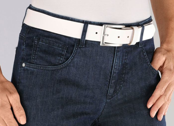 Trendiger Damen-G&uuml;rtel aus Leder, 3,5 cm breit WEISS