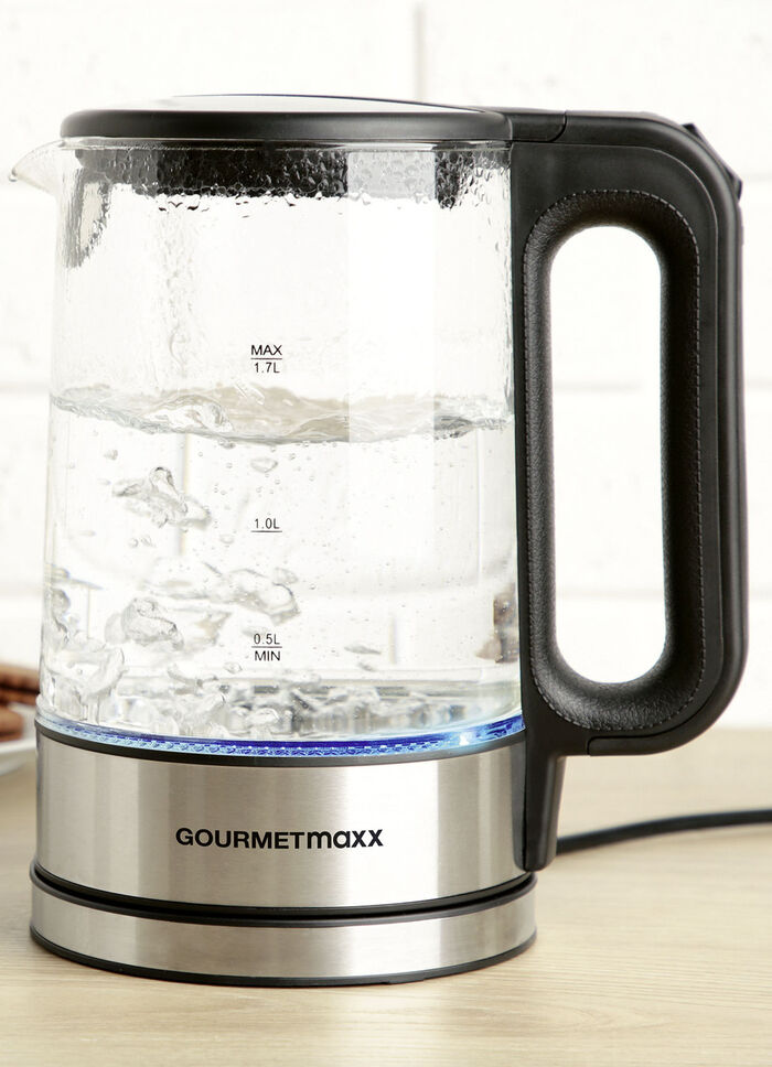 Glas-Wasserkocher mit blauem LED-Licht 