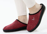 Atmungsaktive Damen-Hausschuhe, mit Schurwolle BORDEAUX-SCHWARZ