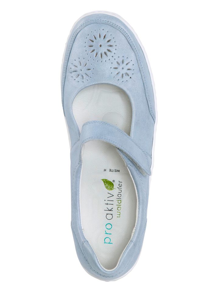 Waldl&auml;ufer, bequeme Damen-Slipper, Weite H, mit herausnehmbarem Fu&szlig;bett BLEU